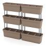 Set of 6 flower pots 49x16x16cm., brown