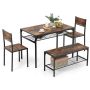 Dining room furniture set, 4 pieces, brown/black