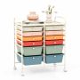 Storage trolley, 12 drawers, black / multi-colored / white / yellow / transparent, 63.5 × 74.93 × 38.1 cm