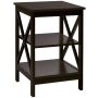 Multifunctional bedside table with 3-tier shelves, dark brown
