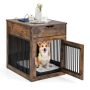 Multifunctional Dog Cage with Drawer and Wired Wireless Charging Station, Brown