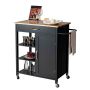 Multifunctional kitchen trolley with 3-level open shelf, black, 87x47x91.5 cm, 26 kg
