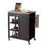 Multifunctional kitchen cart with 3-tier open shelf, brown, 87x47x91.5 cm, 23.5 kg