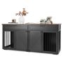 Large Wooden Dog Crate with Partition, Black