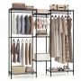 Clothes rack with shelves, 7 shelves, 4 rods, 188 × 198 × 46 cm