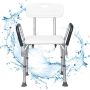Shower chair, with backrest, removable armrest, 6 height levels, 58.42 × 45.72 × 72.39–85.09 cm