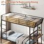 Bunk bed, with integrated desk and shelf, Black, 246 × 170 × 101 cm