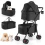 Double pet stroller, 3 in 1, 2 carriers, 83 × 46 × 115 cm