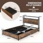 Double bed frame, 4 drawers, Brown, 216 × 102 × 144 cm