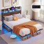 Double bed frame, RGB LED lighting, 218 × 140 × 106 cm