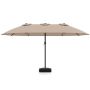 Double-sided patio umbrella, with base, Brown, 464 × 286 × 248 cm