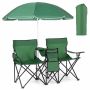 Two-seater tourist chair, with umbrella, 160 × 118–178 × 56 cm