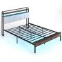 Double bed frame 218.5x140.5x110cm., black/brown