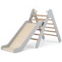 Climbing triangle with slide, light brown/grey