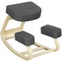 Ergonomiška klūpėjimo kėdė, beržo mediena, tamsiai pilka, 120 kg maksimaliai apkrovai