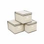 Set of boxes with lids 40 x 30 x 25 cm., 3 pieces, beige