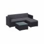 Garden furniture set with cushions and glass table, black - gray