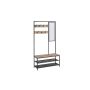 Clothes rack with hooks and mirror 35x98x180cm., black/light brown