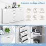 Sideboard, 4 drawers, 2 doors, White, 123 × 34.5 × 82 cm