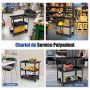 Tool trolley, 3 shelves, Black/red, 73.66 × 35.56 × 76.2 cm