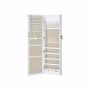 Hanging mirrored jewelry cabinet with LED lighting, white