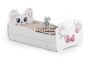 Children's bed Animals with drawer and mattress 144 cm x 80 cm x 70 cm, cat