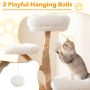 Cat scratching post, multi-level, White, 59 × 59 × 134 cm