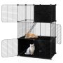 Cat cage, 3-tier, Black, 74 × 47 × 110 cm