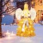 Christmas decoration - angel with tree base, 150 LED lights, gold/white, Ø93 × 157 cm