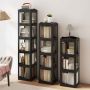 Corner bookshelf, 4-tier, 360° rotatable, Black, 36.5 × 108 × 36 cm