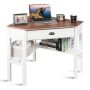 Corner computer desk, 1 drawer, 2 shelves, Brown, 74.5 × 76.5 × 74.5 cm