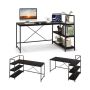 Corner computer desk, 3-tier shelf, 148 × 100 × 90 cm