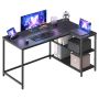 Stūra dators VASAGLE, 2 maiņstrāvas kontaktligzdas un 2 USB pieslēgvietas, Melna, 120 × 80 × 76 cm