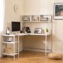 Corner desk, L-shaped, with shelves, White, 150 × 120 × 148 cm