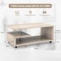 Coffee table, 2 shelves, Brown, 105 × 60 × 46 cm