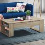 Coffee table, 2 drawers and 2 shelves, Oak, 120 × 40 × 60 cm