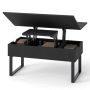 Coffee table, 3-in-1, with 3 storage compartments, Black/white, 100 × 50 × 49 cm