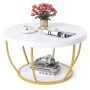Coffee table, two-tier, white, Ø 80 × 45 cm