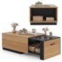 Coffee table, extendable, with storage compartment, Multicolored, 80 × 37 × 60 cm