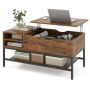 Coffee table, with lift-up tabletop and storage compartment, Brown, 99.5 × 47.5 × 49.5 cm