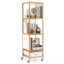 Bookshelf, 4 shelves with drawer, White, 30 × 111 × 30 cm