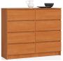 Комод AKORD K120, 8 ящиков, ольхового цвета, 120 × 99 × 40 см