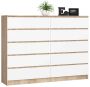 Комод AKORD K160, 10 ящиков, бело-коричневый, 160 × 121 × 40 см
