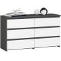 Комод CL100, с 6 ящиками, серый/белый, 100 × 57 × 35 см