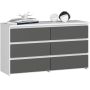 Kumode CL100 AkordV2, 6 atvilktnes, balta/pelēka, 100 × 57 × 35 cm