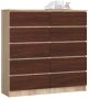 Chest of drawers NORE K120, oak/dark brown