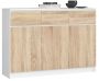Chest of drawers K140 with 3 drawers, white/oak color