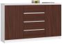 Chest of drawers NORE K160 with 4 drawers, white/dark brown
