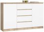 Kumode NORE K160 ar 4 atvilktnēm, ozols/balta
