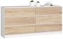 Chest of drawers NORE K160 with 6 drawers, white/oak color
